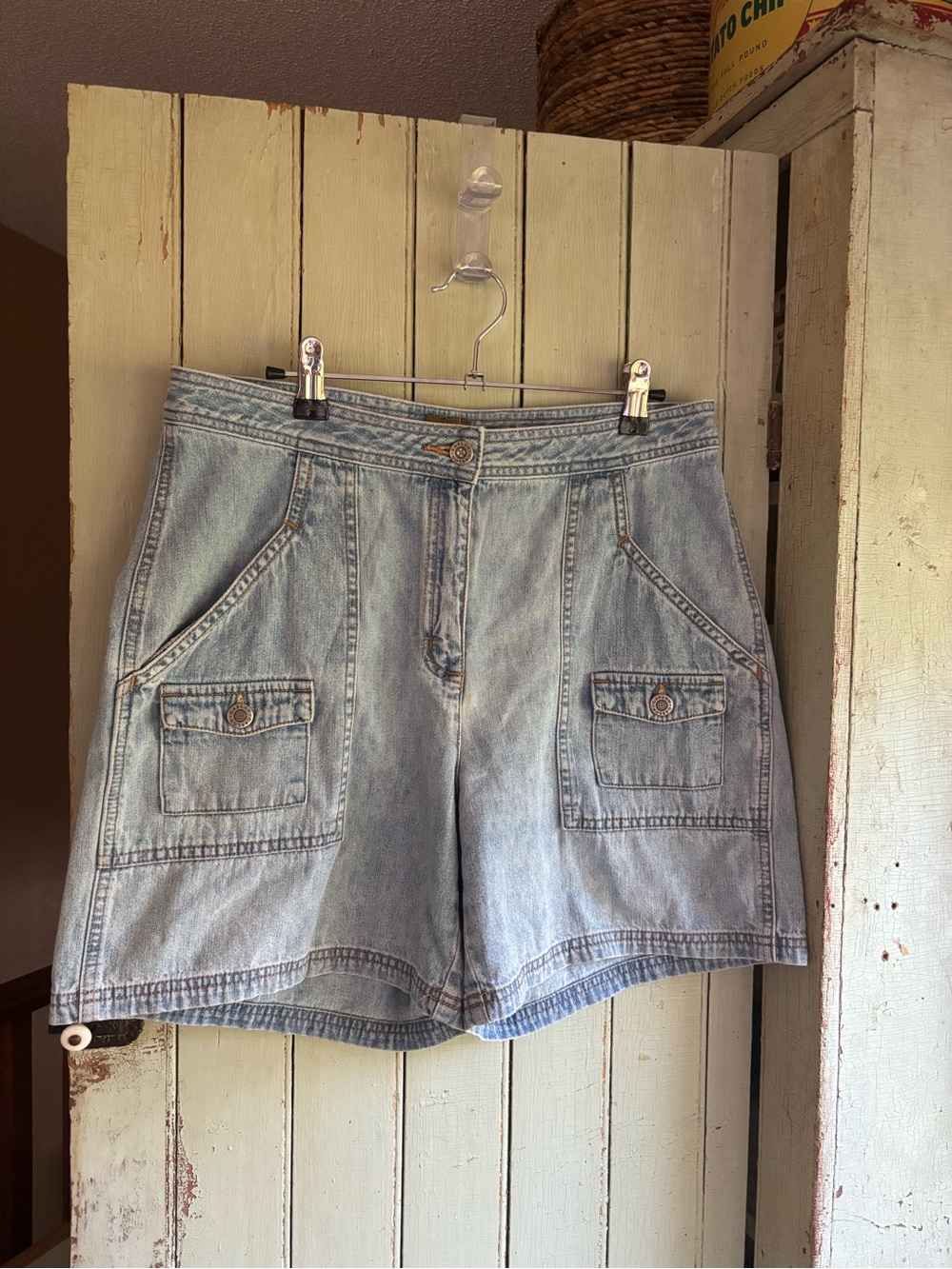 Y2K Vintage Caslon Light Blue Denim Cargo Bermuda Shorts